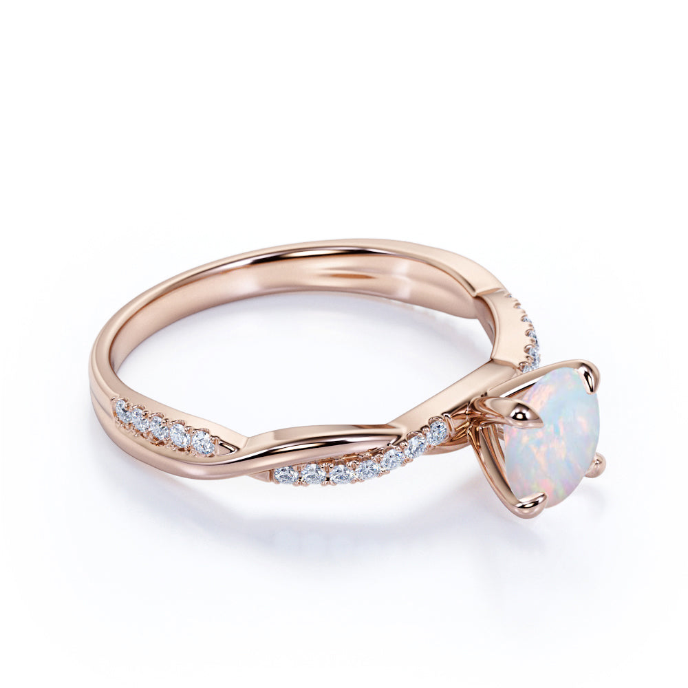 Infinity 1.50 Ct Round Cut Lab Created Opal Engagement Ring