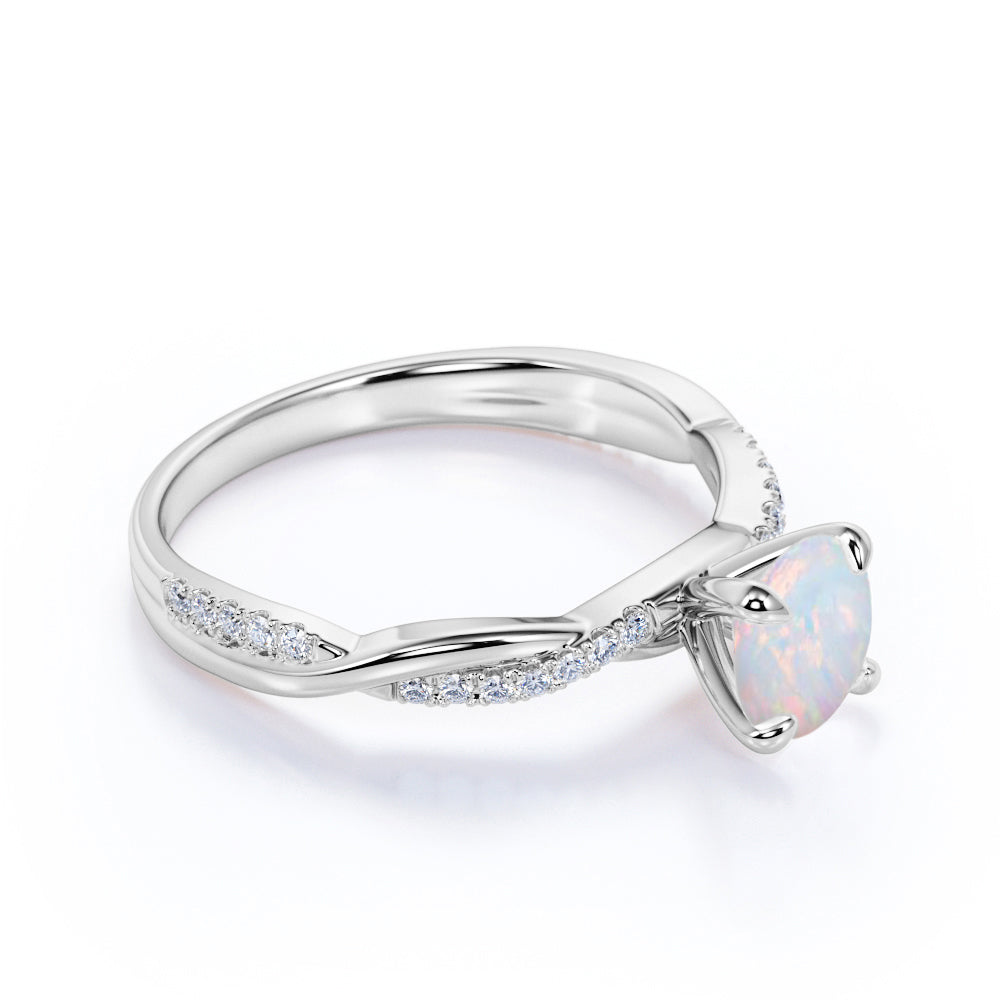 Infinity 1.50 Ct Round Cut Lab Created Opal Engagement Ring