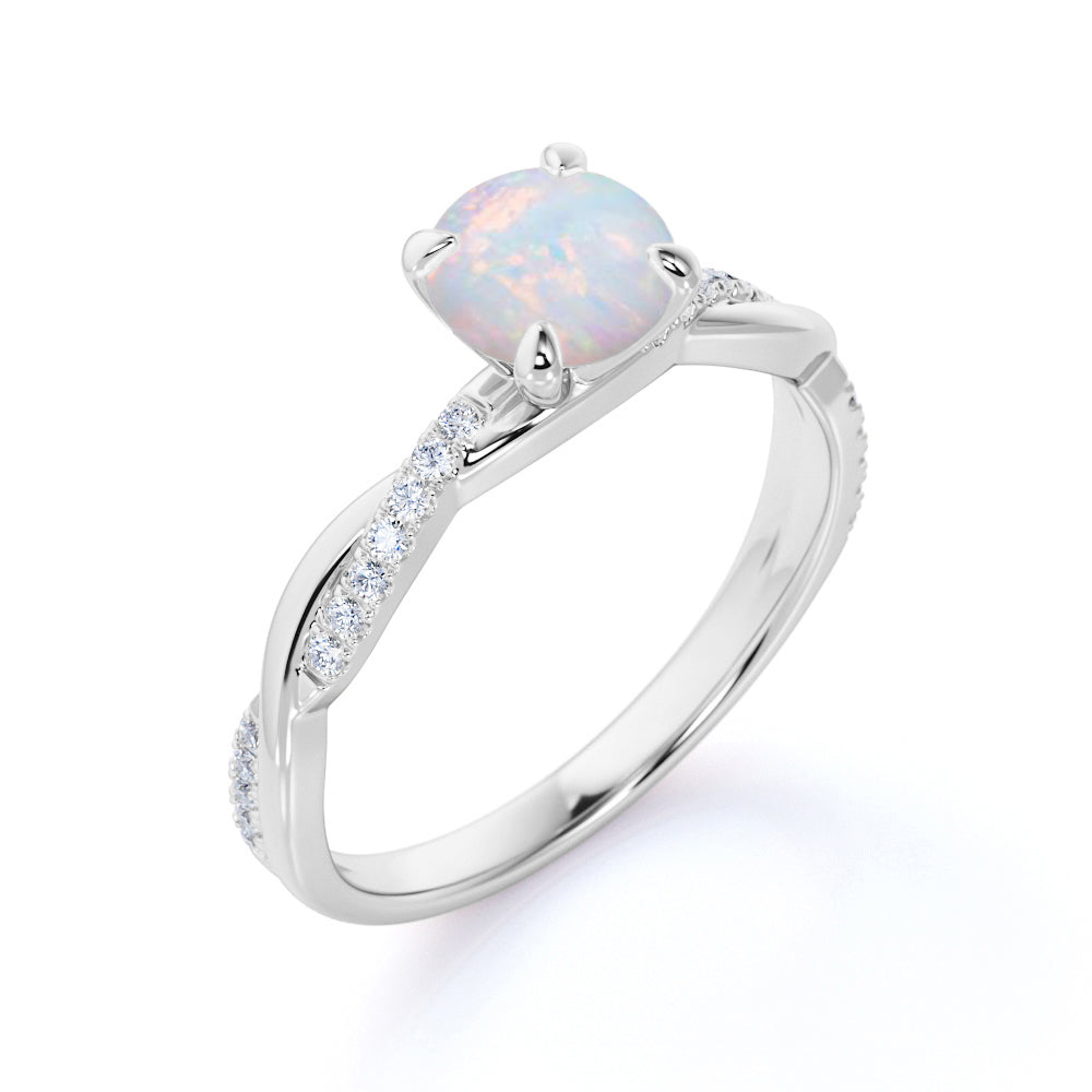 Infinity 1.50 Ct Round Cut Lab Created Opal Engagement Ring