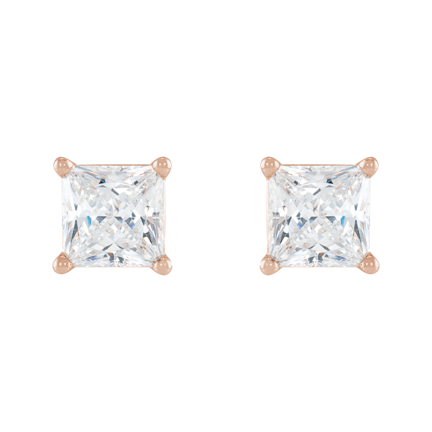 Princess-Cut Diamond Stud Earrings