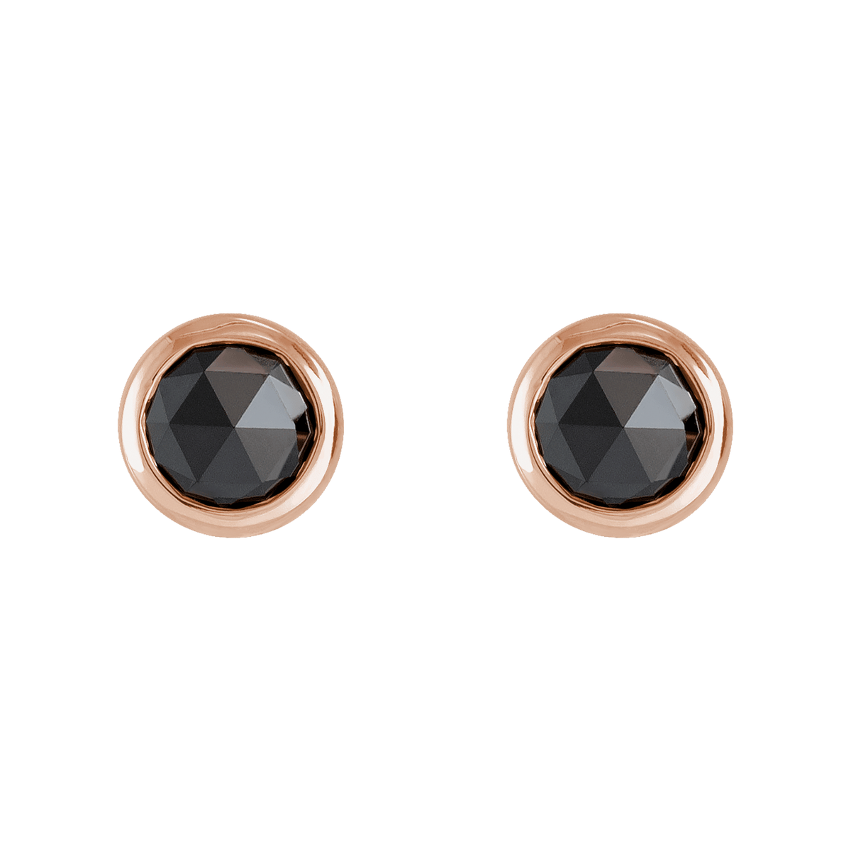 Rose-Cut Black Diamond Stud Earrings