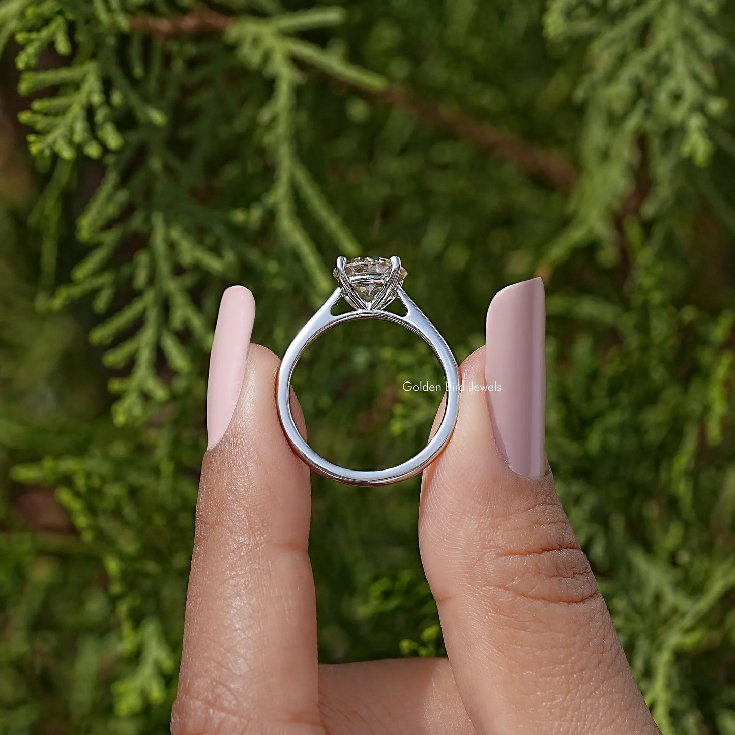 Yellow Round Cut Moissanite Solitaire Ring