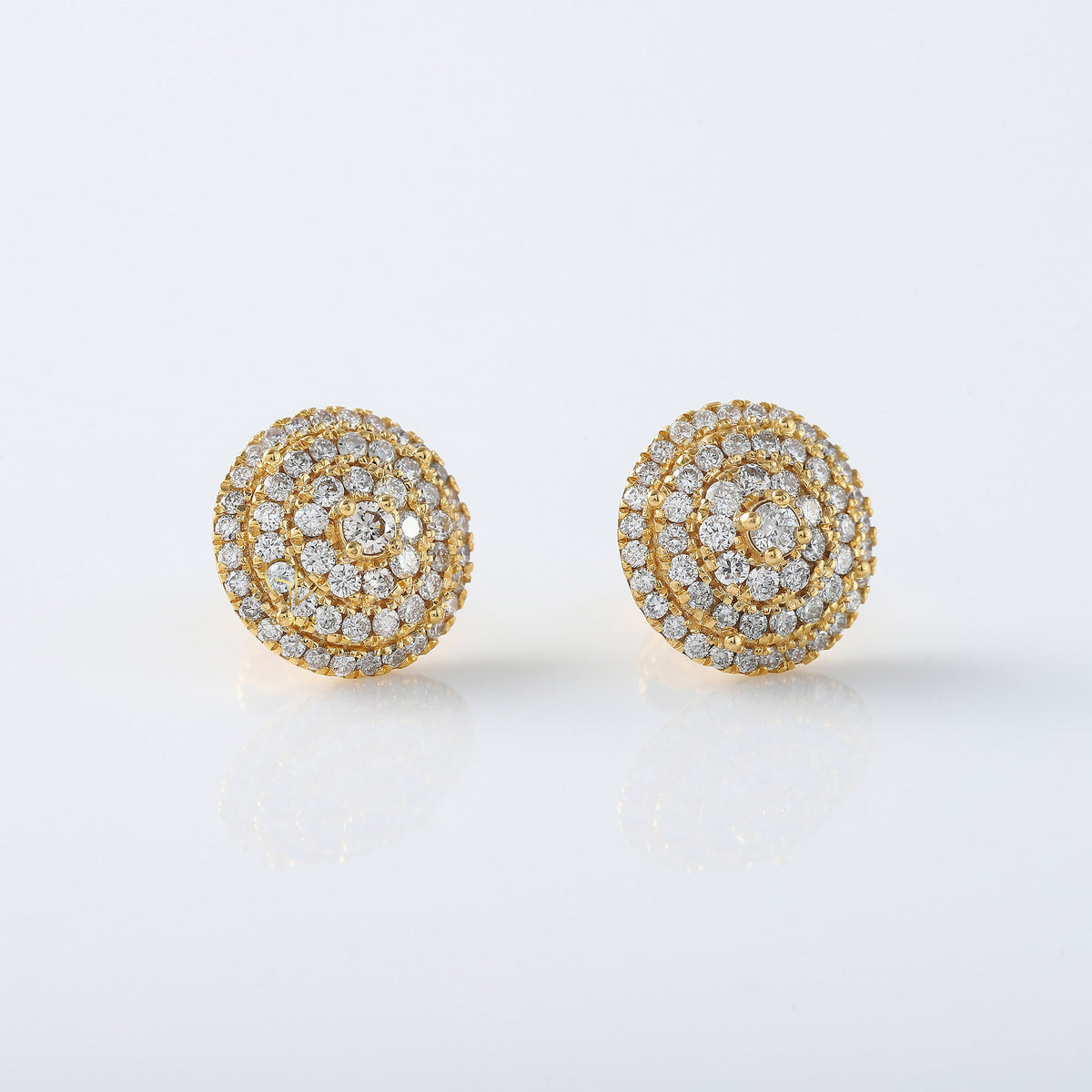 Round Cut Lab Grown Diamond Cluster Stud Earrings