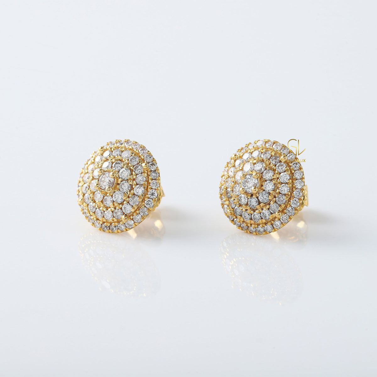 Round Cut Lab Grown Diamond Cluster Stud Earrings
