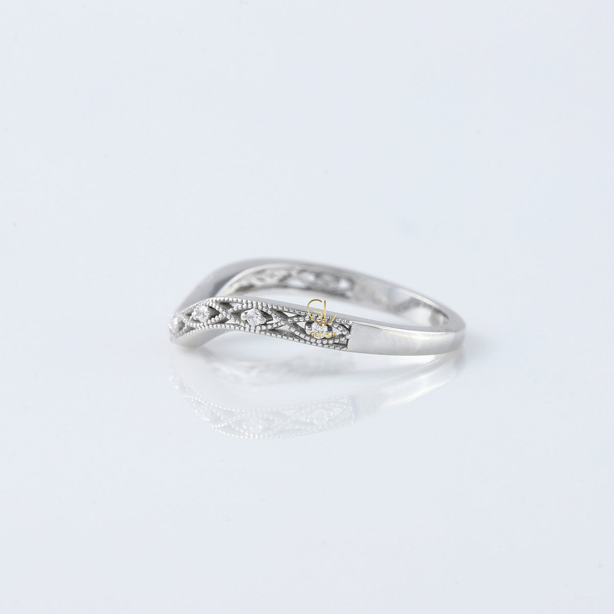 Round Cut Lab Grown Diamond Vintage Art Deco Band