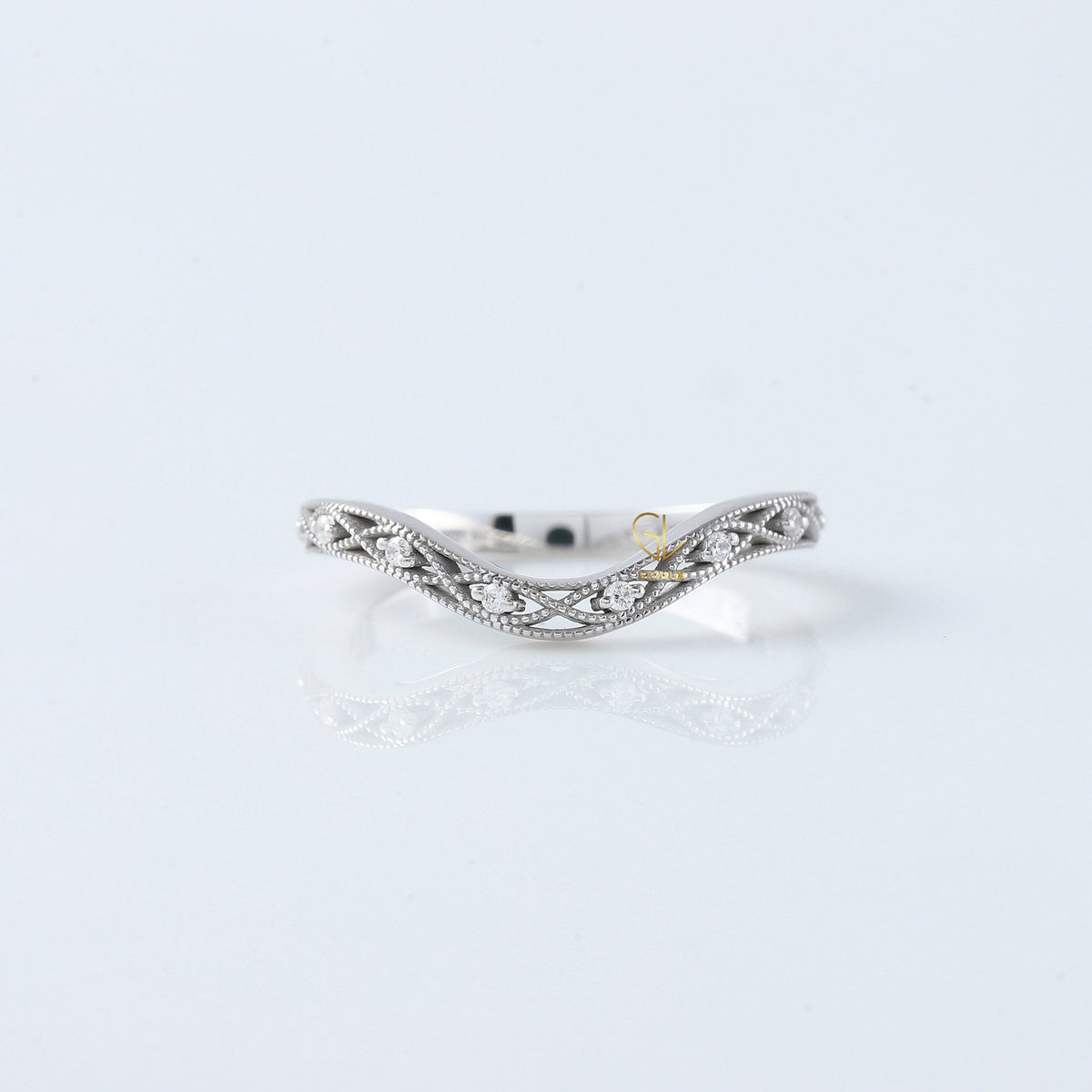 Round Cut Lab Grown Diamond Vintage Art Deco Band