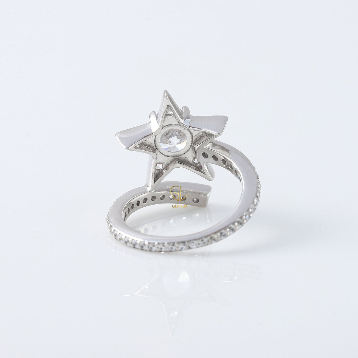 Round Cut Moissanite Diamond Bypass Engagement Ring