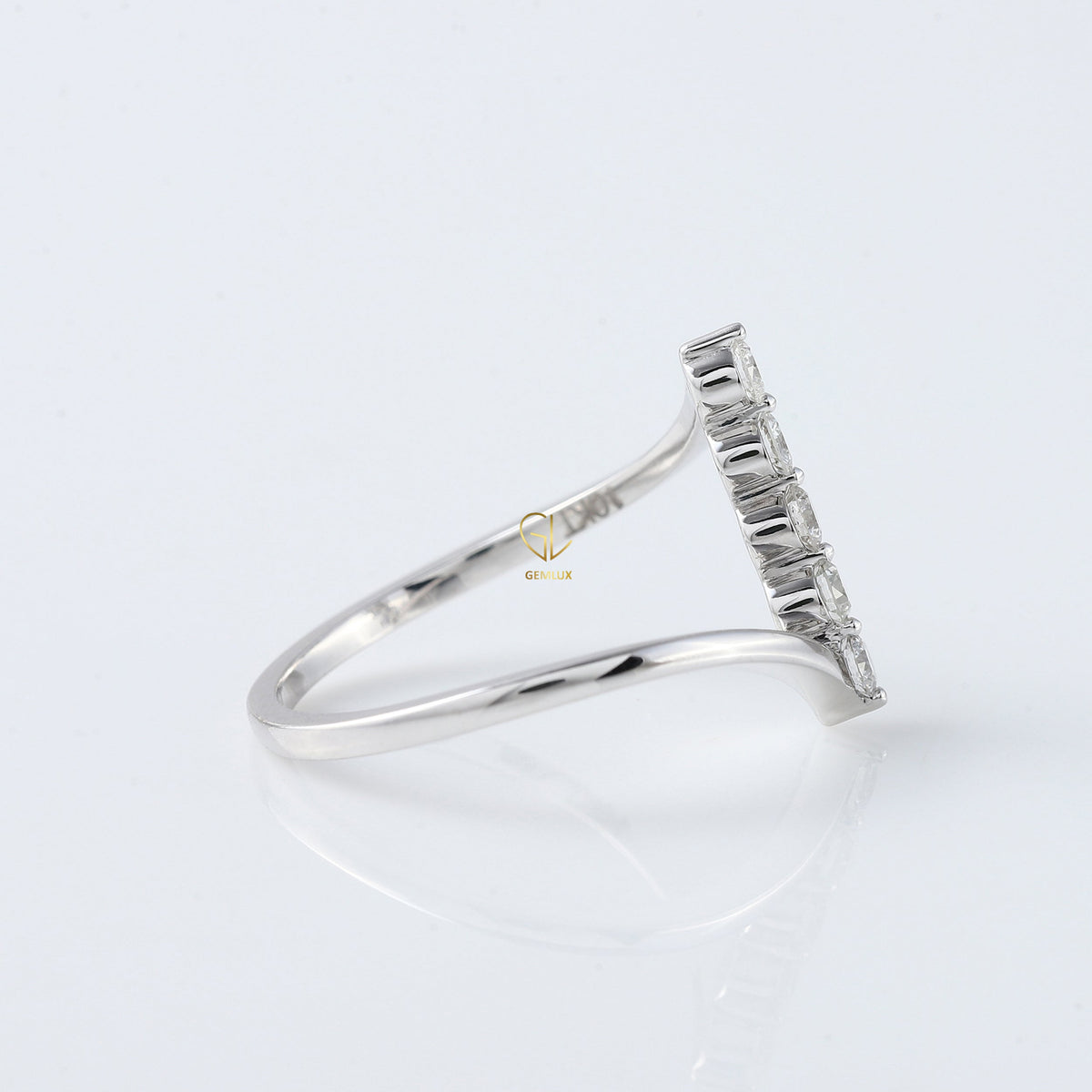 Round Cut Moissanite Diamond Five Stone Bypass Ring