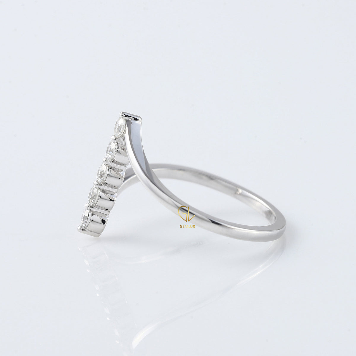 Round Cut Moissanite Diamond Five Stone Bypass Ring