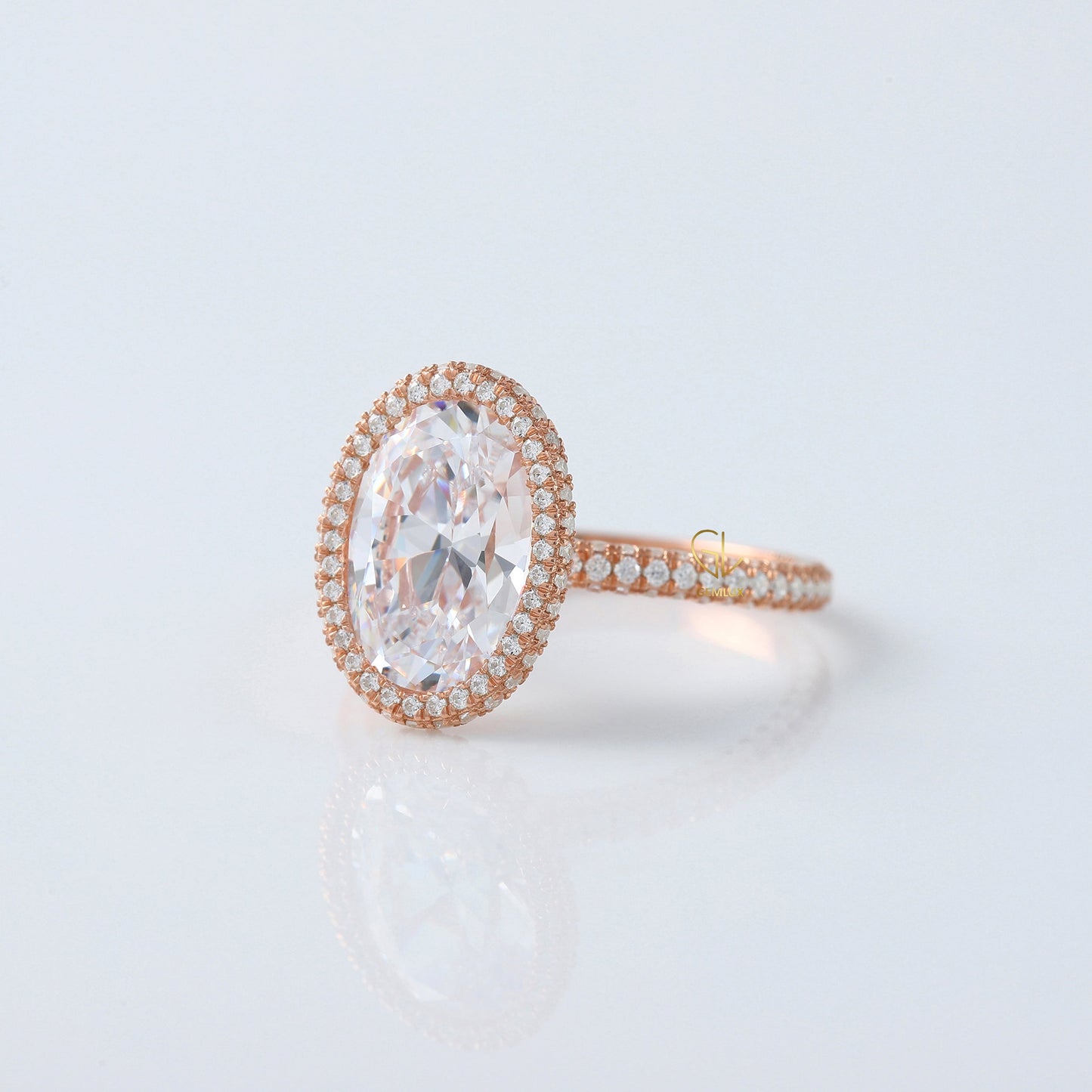 Round Cut Moissanite Diamond Hidden Halo Engagement Ring