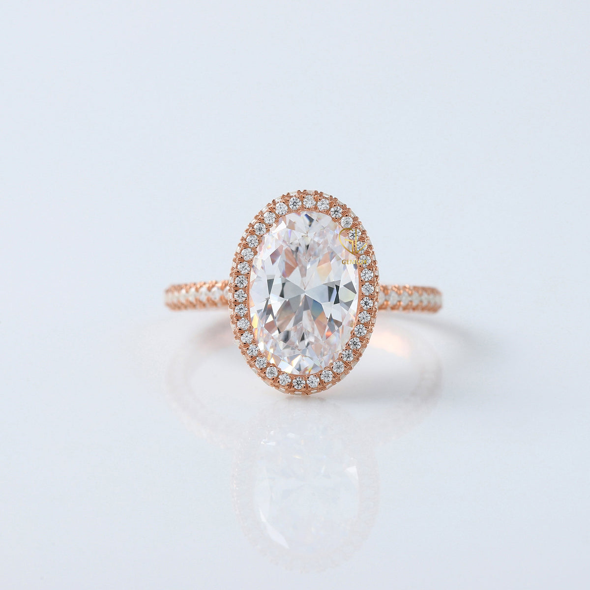 Round Cut Moissanite Diamond Hidden Halo Engagement Ring