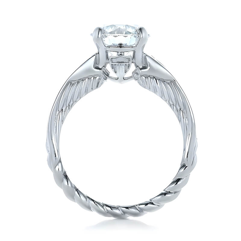 Round Cut Moissanite Graduated Channel Set Rope Twist Engagement Ring