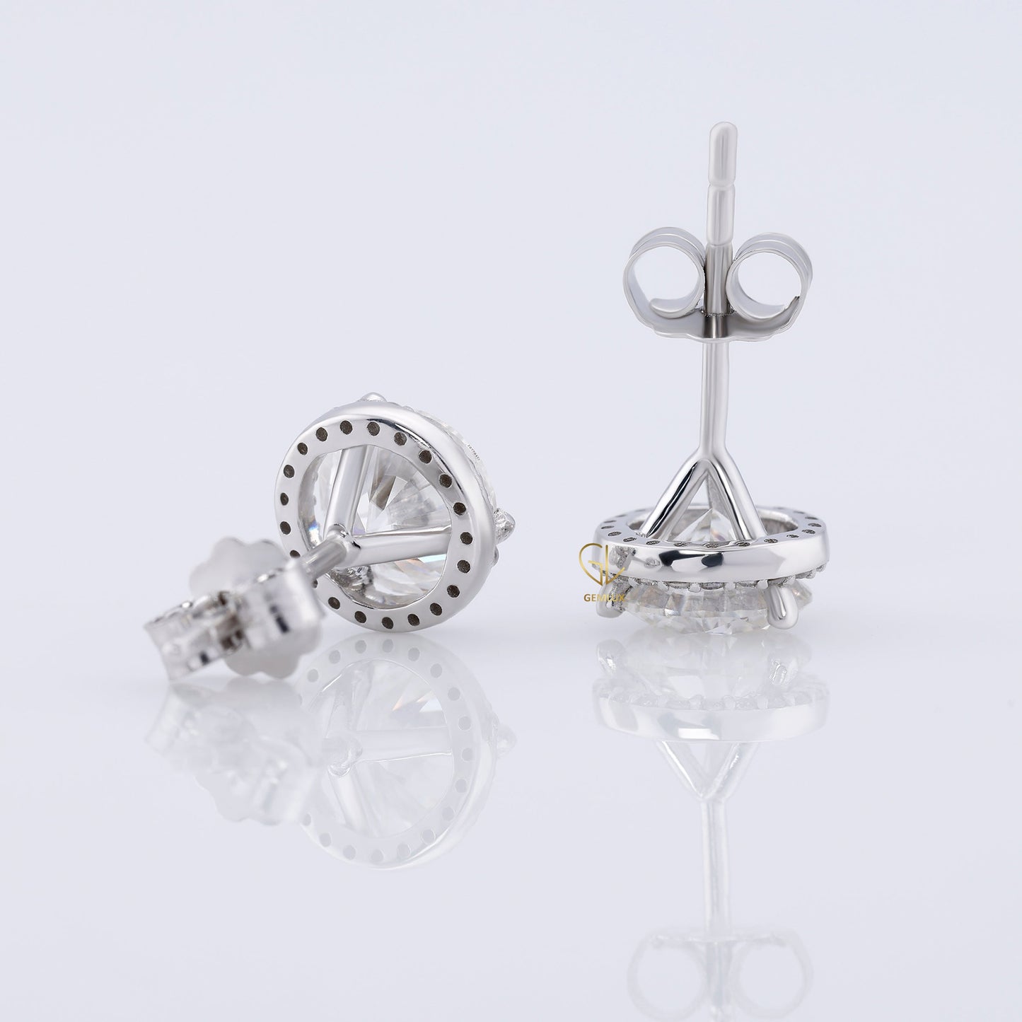 Round Cut Moissanite Halo Earrings