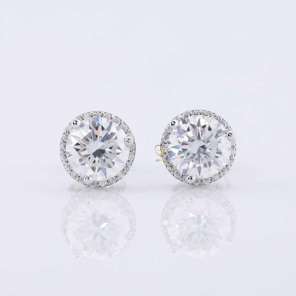 Round Cut Moissanite Halo Earrings