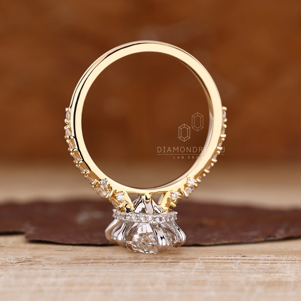 Dutch Marquise Engagement Ring in Hidden Halo Setting