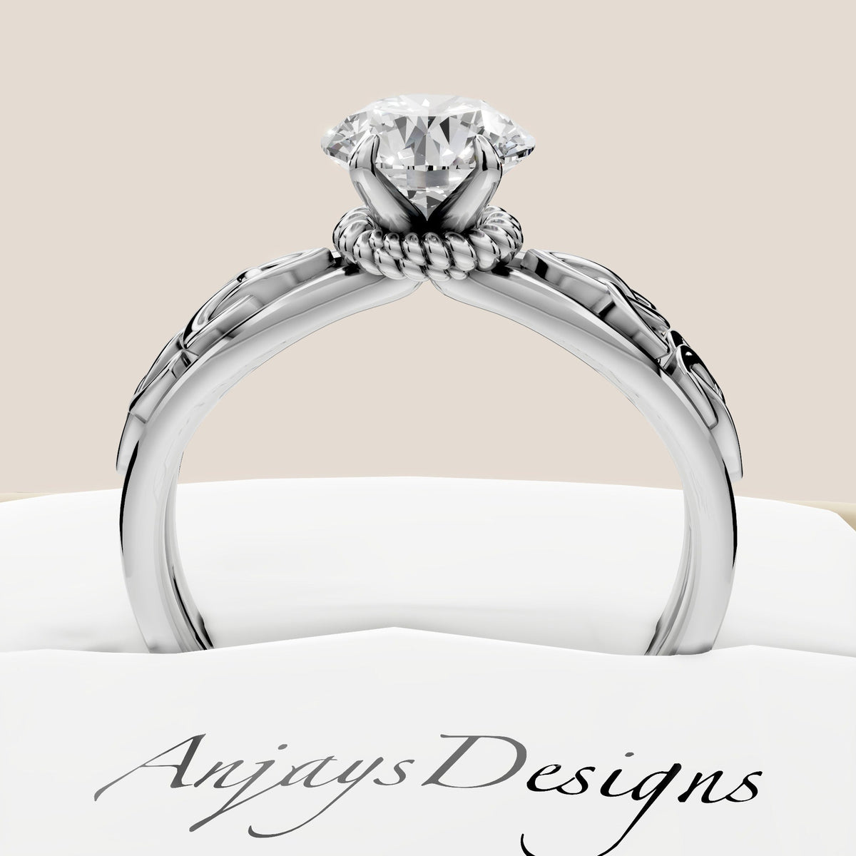 Celtic Diamond Engagement Ring 1 Carat Round Lab Grown Diamond
