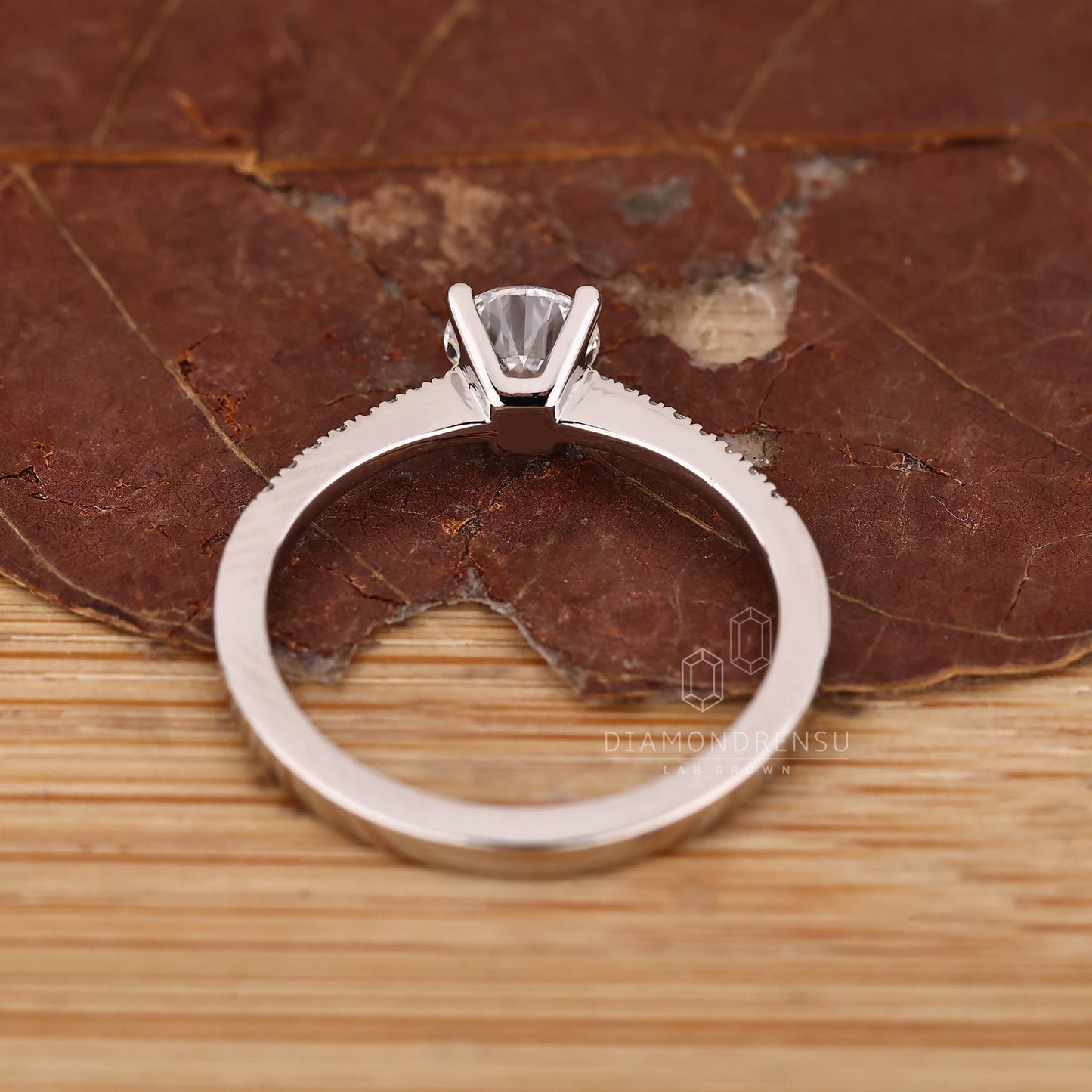 Round Diamond Ring with Round Cut Pave Band