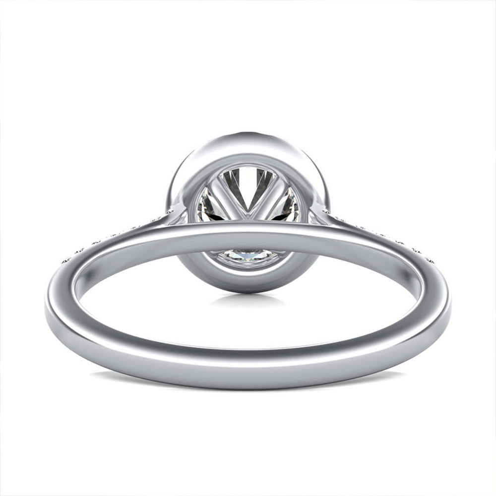 Round Halo Moissanite Pave Engagement Ring