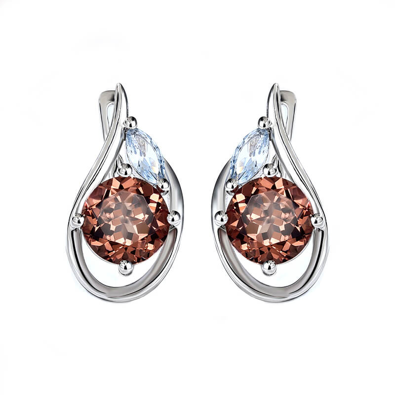 Round Lab-Created Sapphire And Marquise Accents Sterling Silver Hoop Earrings