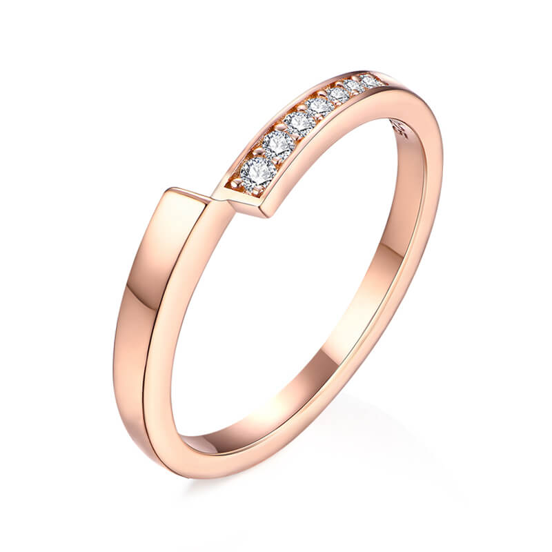 Round Moissanite Bypass Wedding Band Ring