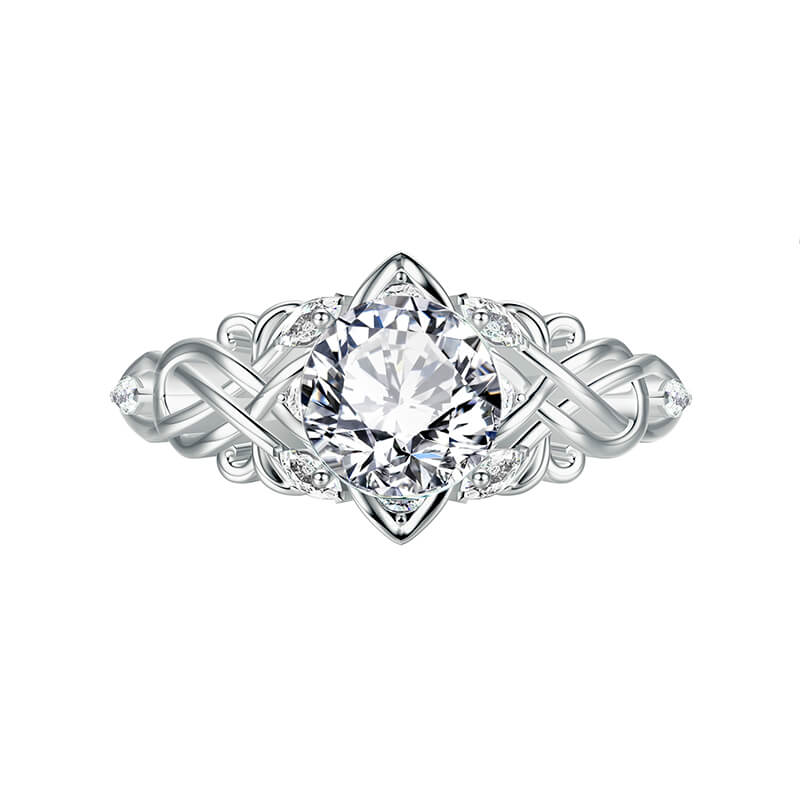 Round Moissanite Celtic Knot Cluster Engagement Ring