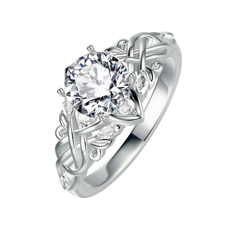 Round Moissanite Celtic Knot Cluster Engagement Ring