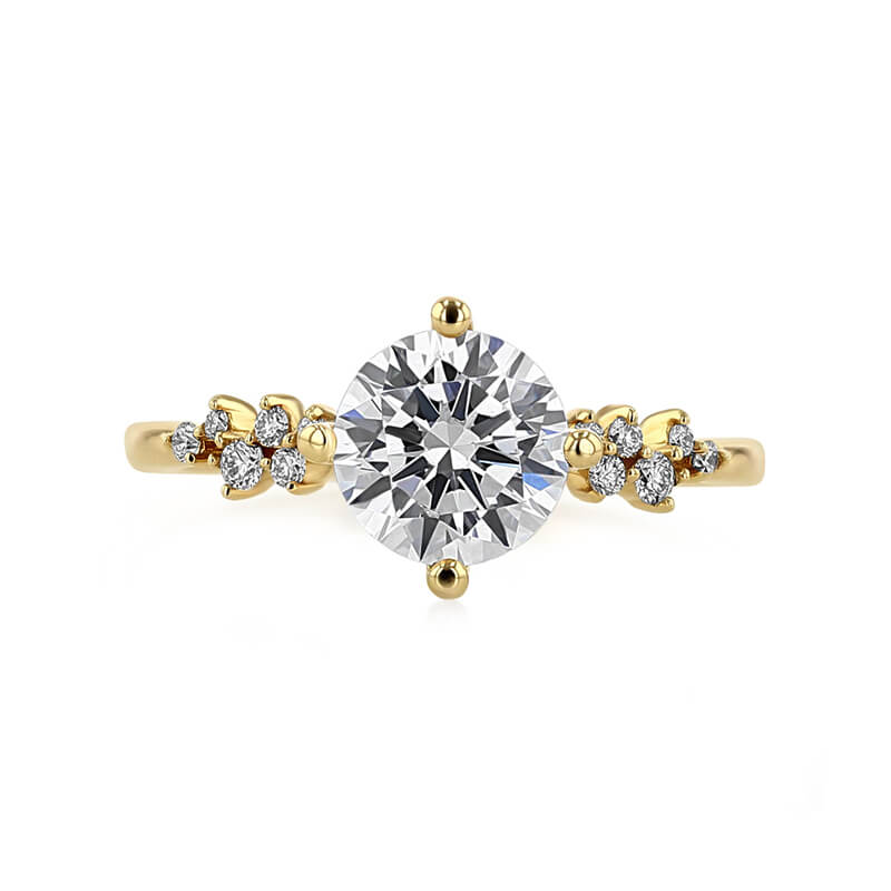 Round Moissanite Cluster Accents Engagement Ring