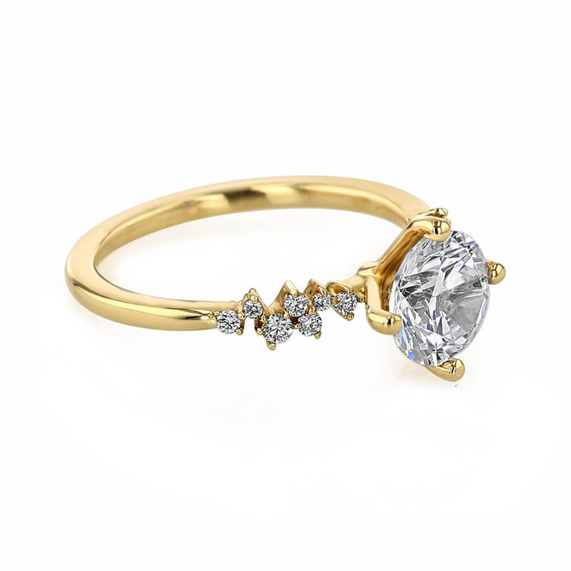 Round Moissanite Cluster Accents Engagement Ring
