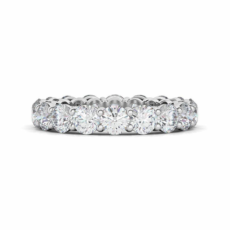 Round Moissanite Eternity Sterling Silver Wedding Band Ring