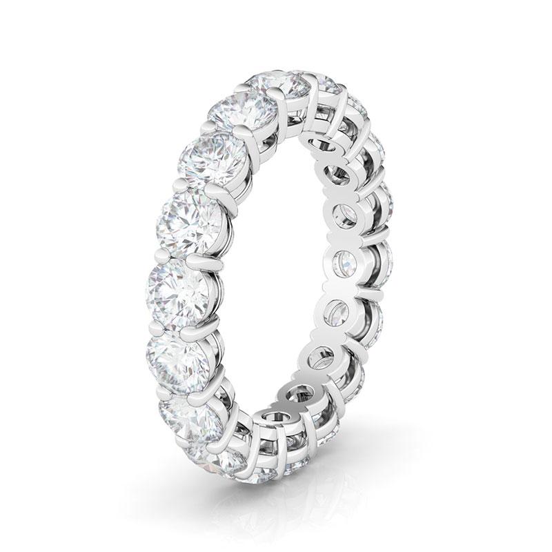 Round Moissanite Eternity Sterling Silver Wedding Band Ring