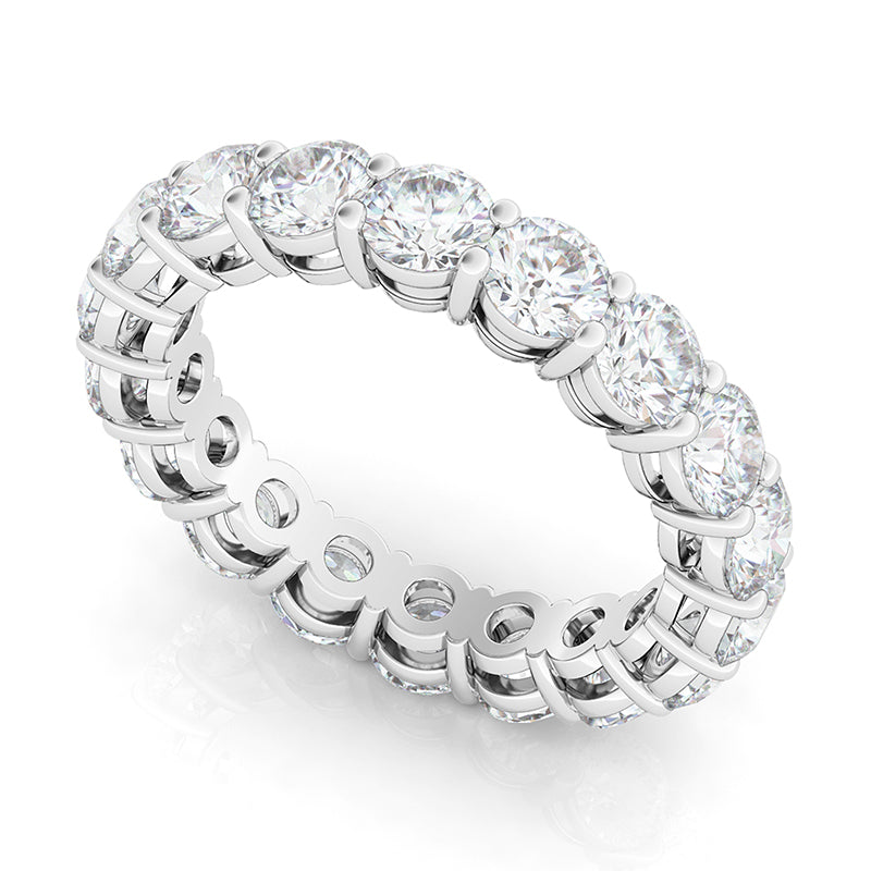 Round Moissanite Eternity Sterling Silver Wedding Band Ring