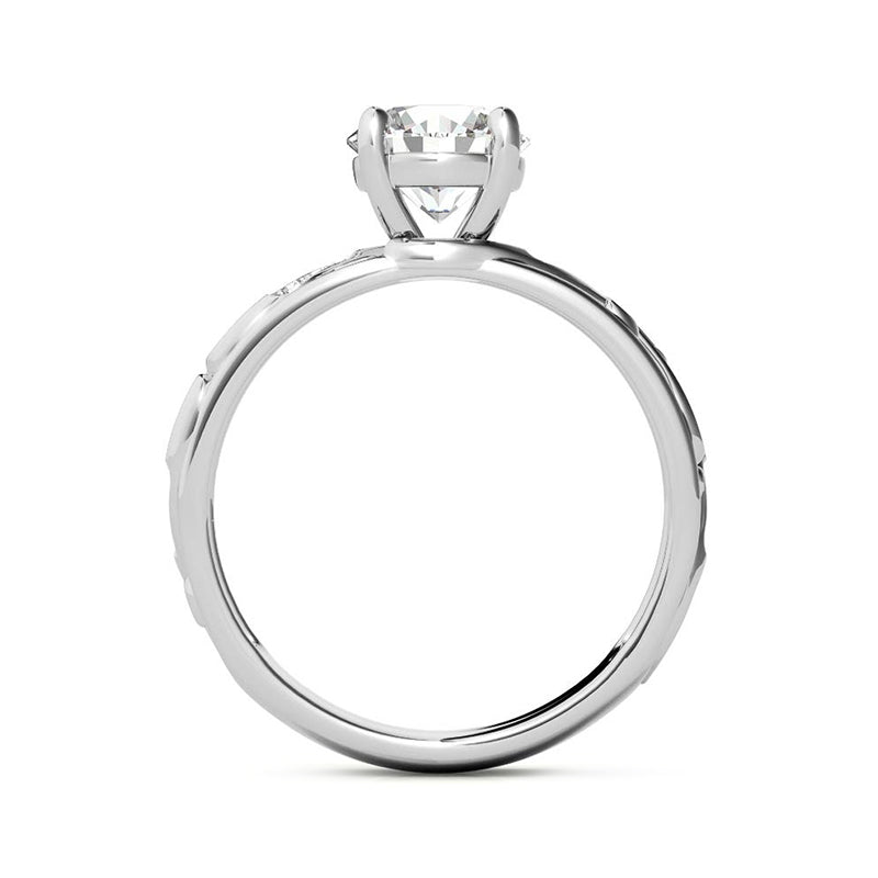 Vintage Round Moissanite Filigree Scroll Accent Engagement Ring