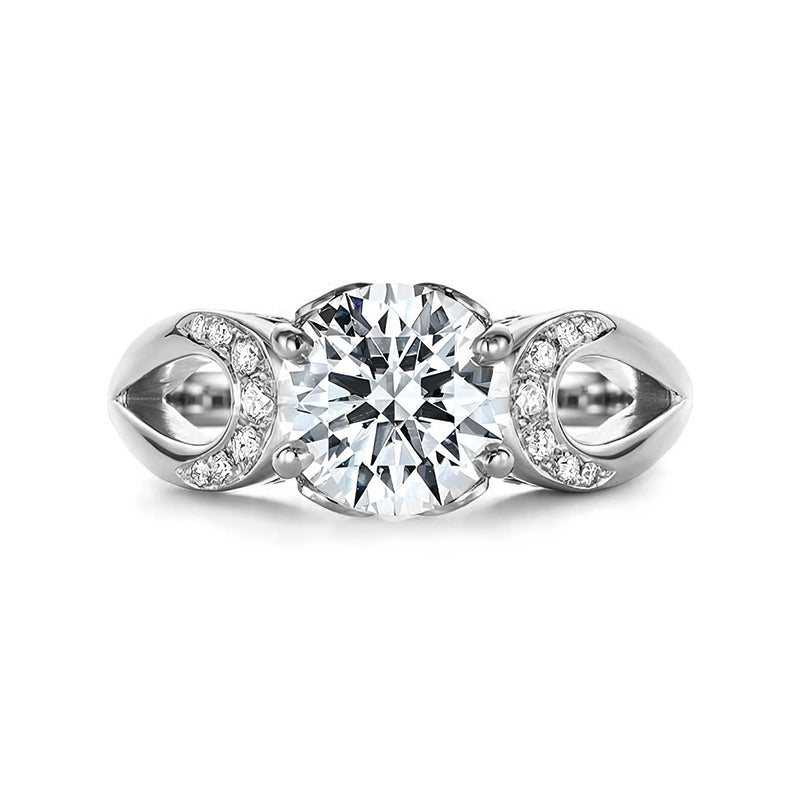 Round Moissanite Filigree Split Shank Engagement Ring