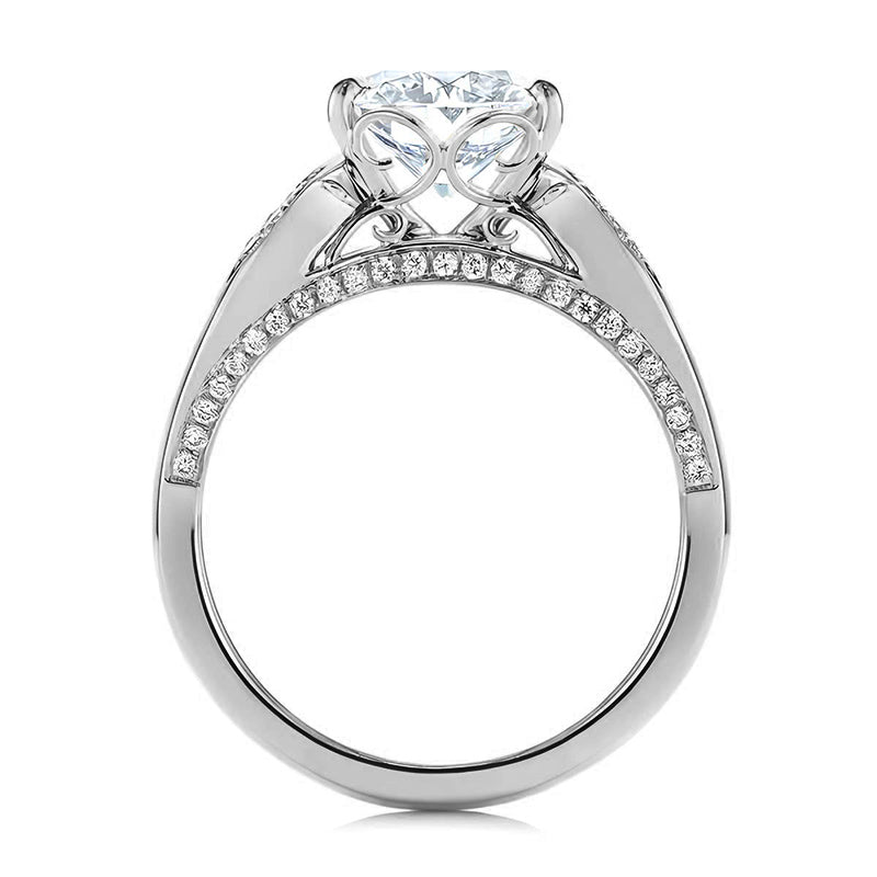 Round Moissanite Filigree Split Shank Engagement Ring