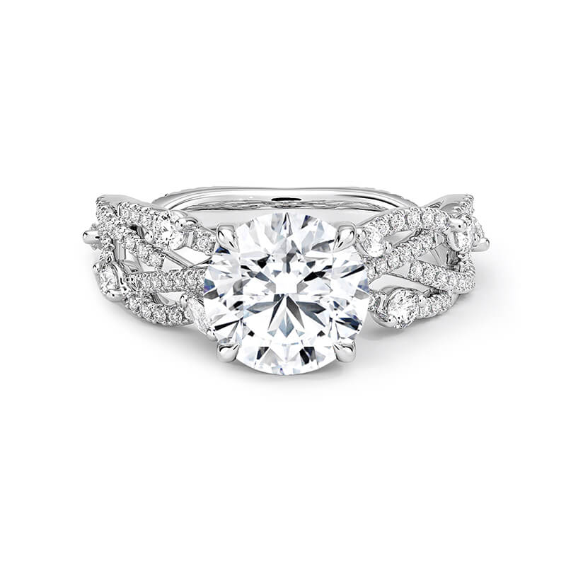 Round Moissanite Garden Vine Twisted Pave Engagement Ring