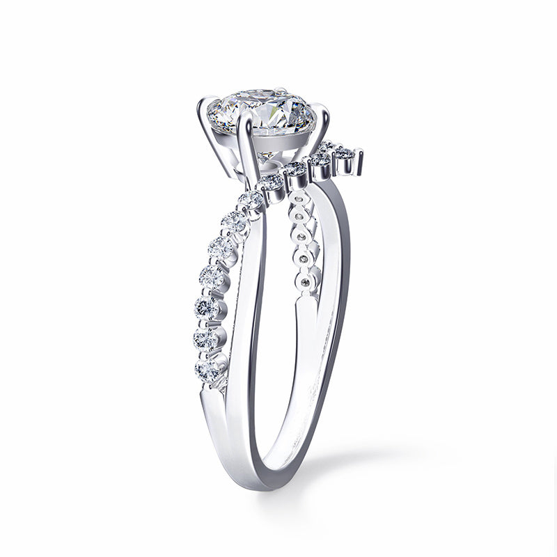 Round Moissanite Infinity Twisted Pave Engagement Ring