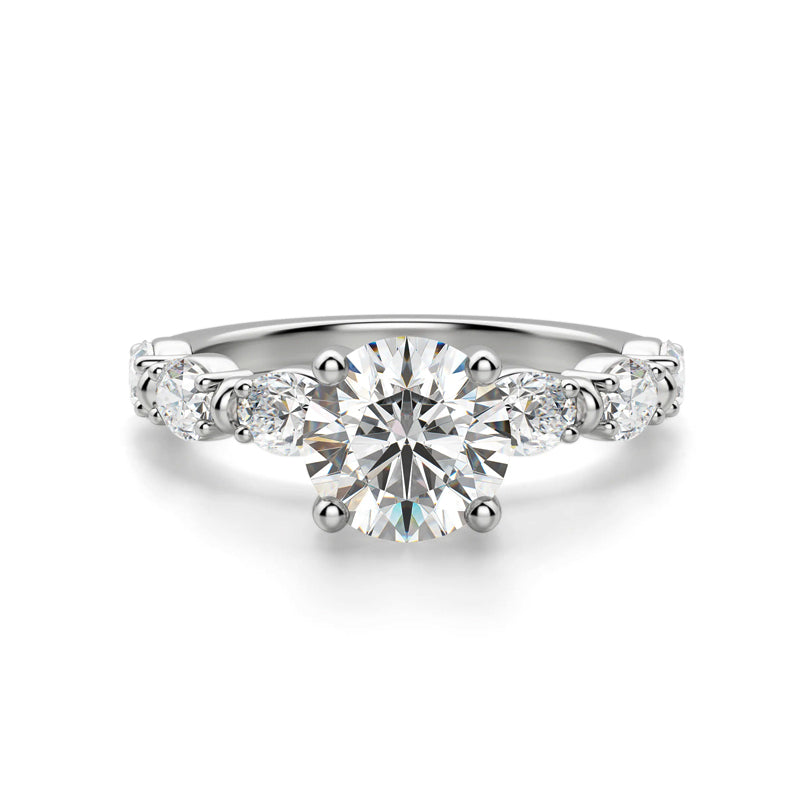 Round Moissanite Oval-Set Engagement Ring