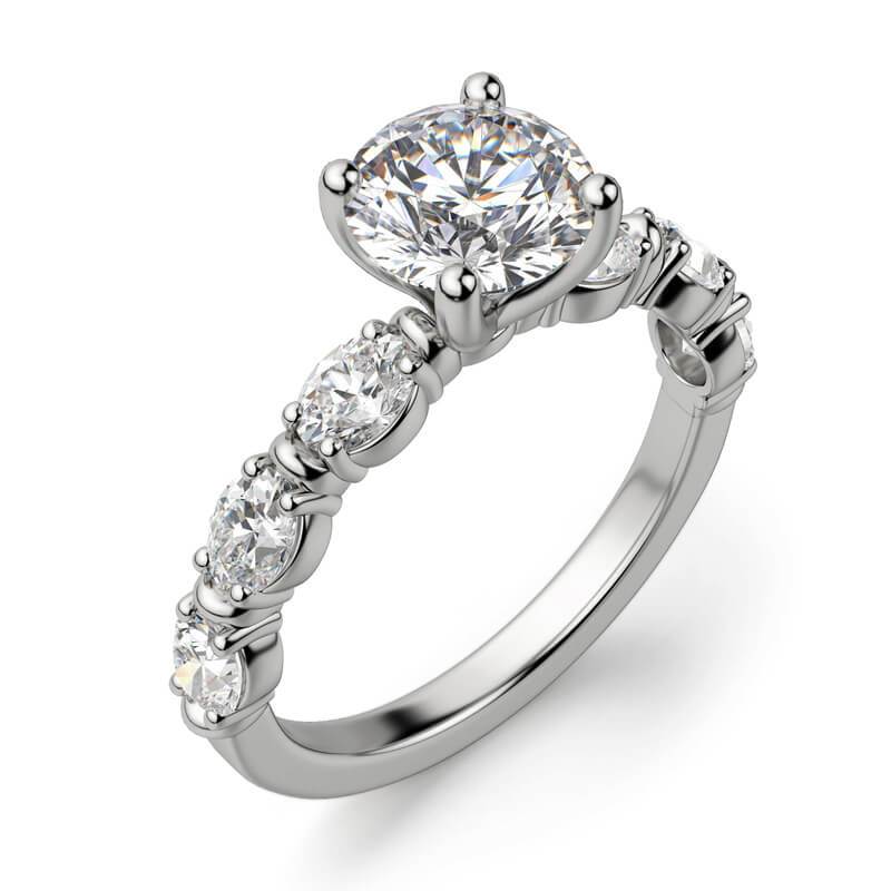 Round Moissanite Oval-Set Engagement Ring