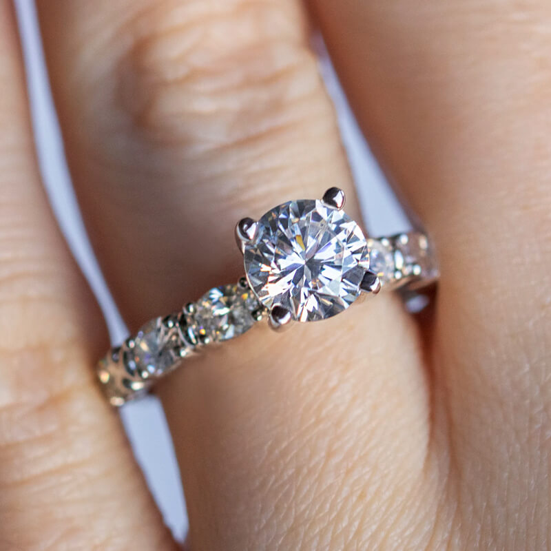 Round Moissanite Oval-Set Engagement Ring