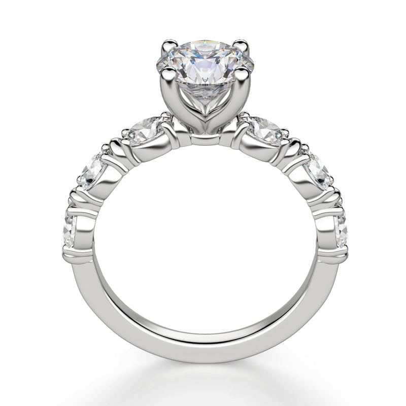 Round Moissanite Oval-Set Engagement Ring