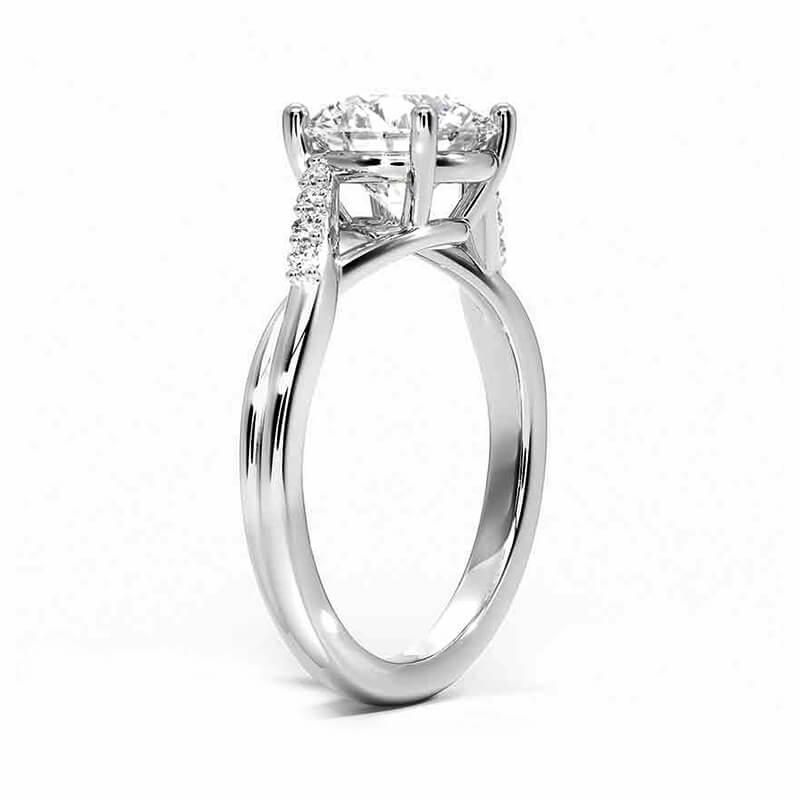 Round Moissanite Petite Twisted Pave Engagement Ring