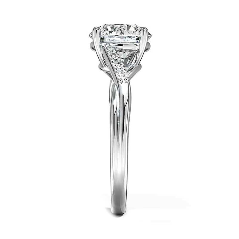 Round Moissanite Petite Twisted Pave Engagement Ring