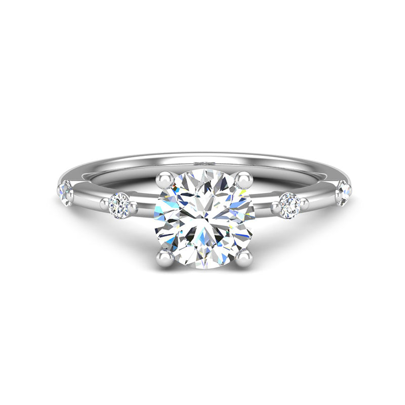 Round Moissanite Sleek Accents Engagement Ring