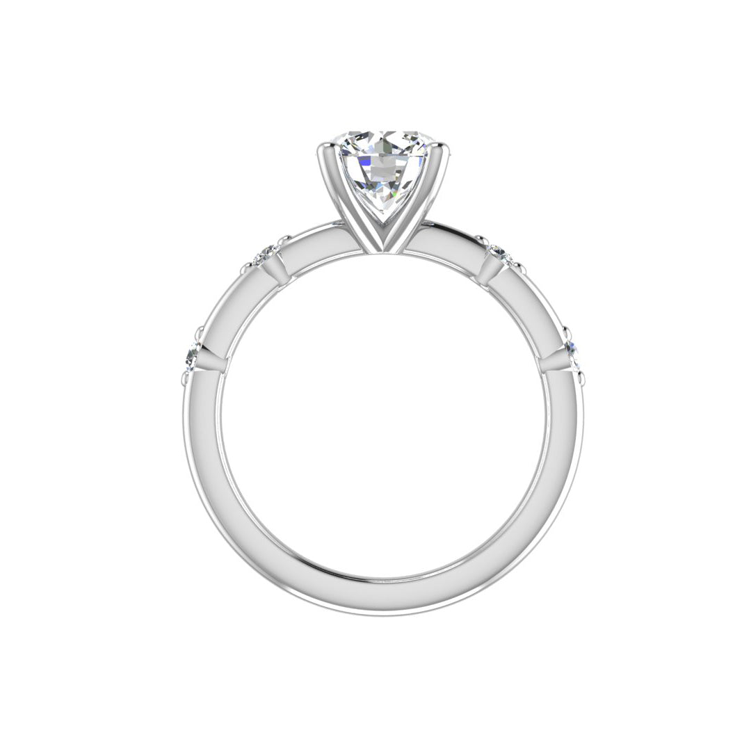 Round Moissanite Sleek Accents Engagement Ring