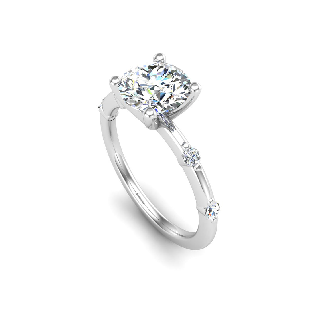 Round Moissanite Sleek Accents Engagement Ring