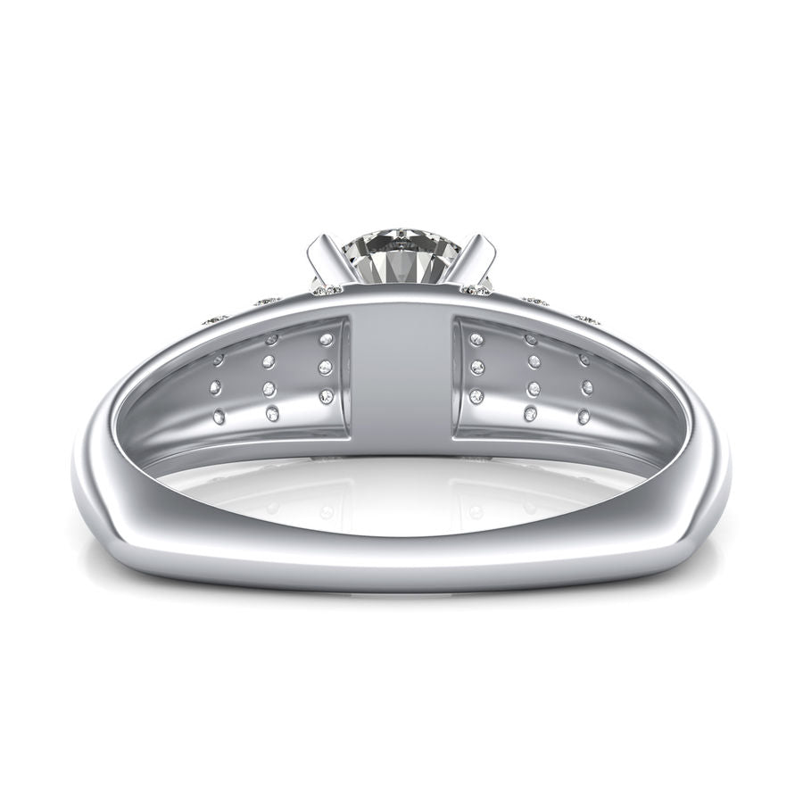 Round Moissanite Vertical Pavé Euro Accents Engagement Ring