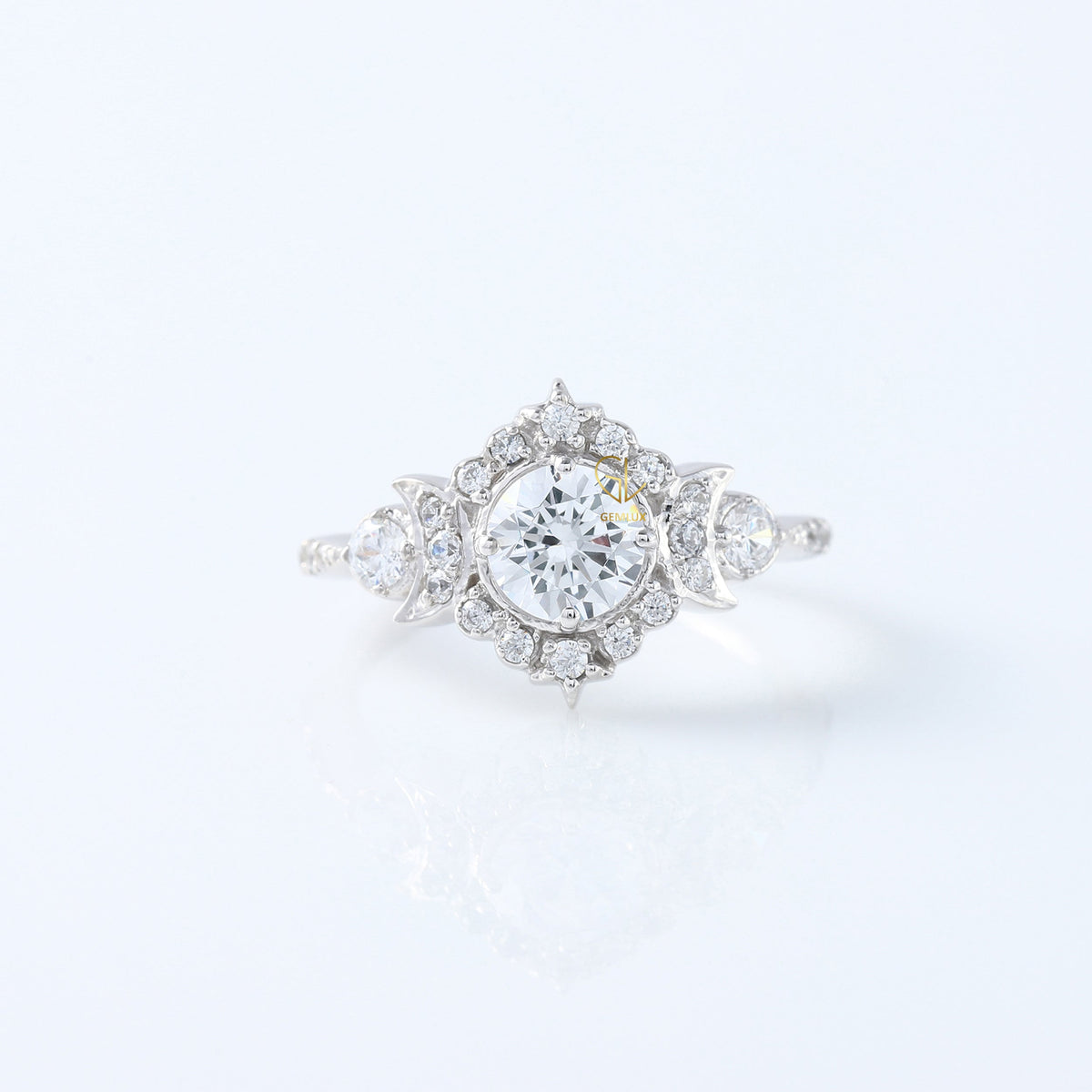 Round Moissanite Vintage Style Halo Ring - Edwardian Ring