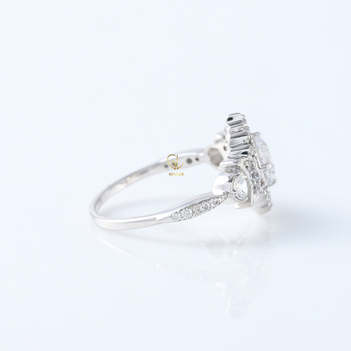 Round Moissanite Vintage Style Halo Ring - Edwardian Ring