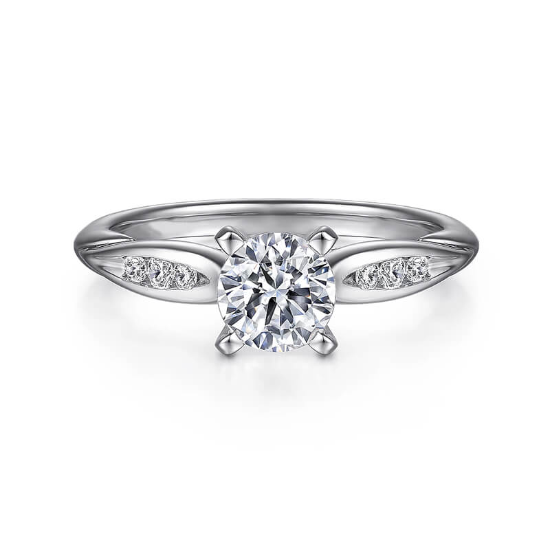 Round Moissanite With Accents Engagement Ring