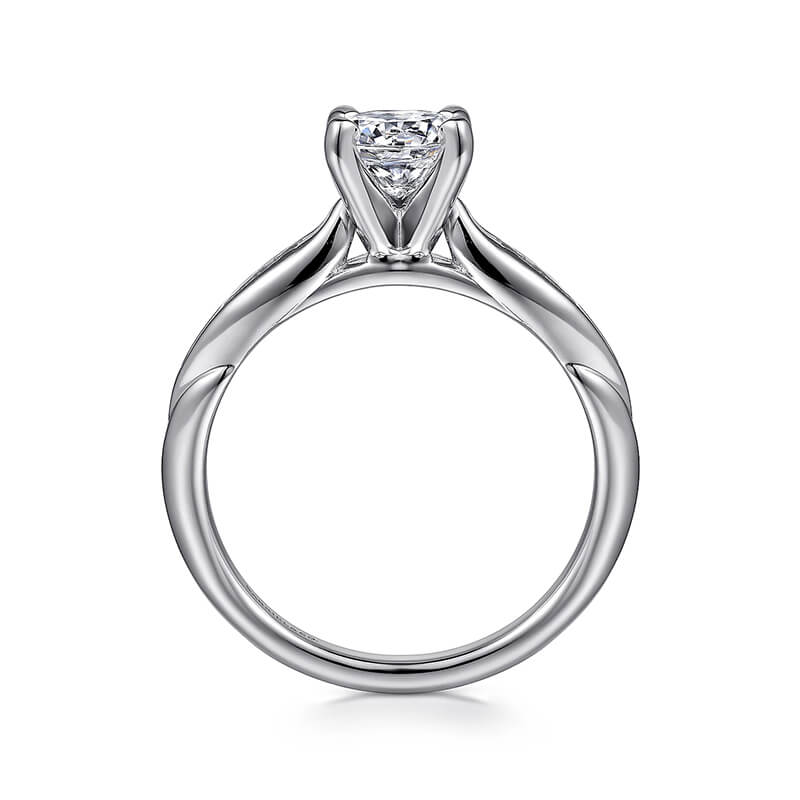 Round Moissanite With Accents Engagement Ring